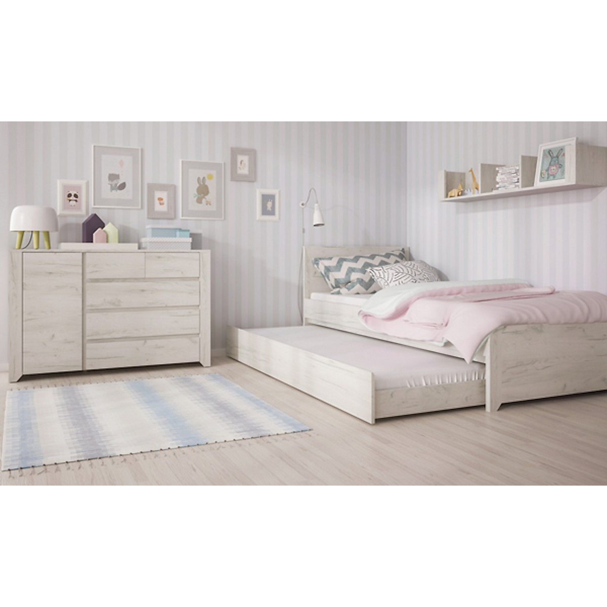 Jugendzimmer Standregal Angel Bücherregal 84cm grifflos mit 1 Schublade