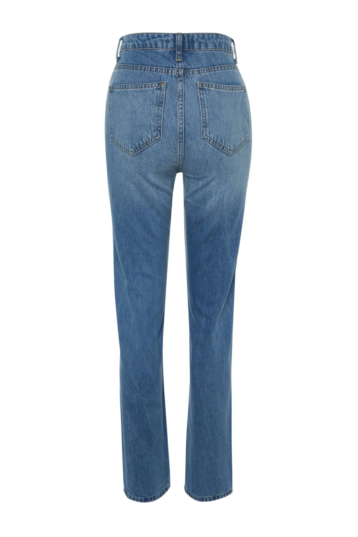 Trendyol Collection  Blaue, gerade Jeans mit hoher Taille TWOSS22JE0653