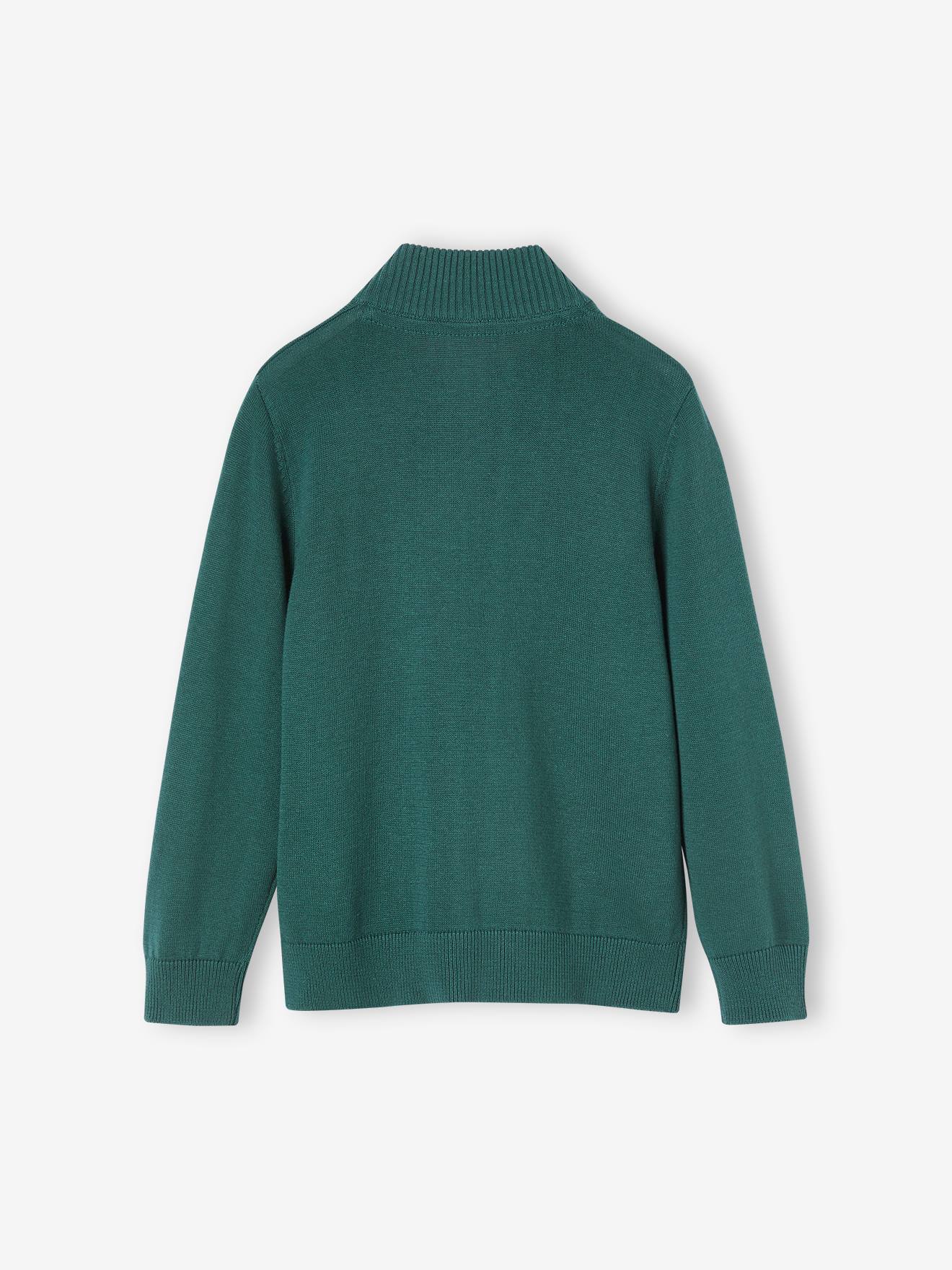 Vertbaudet Jungen Pullover mit Stehkragen Oeko-Tex - tannengrün