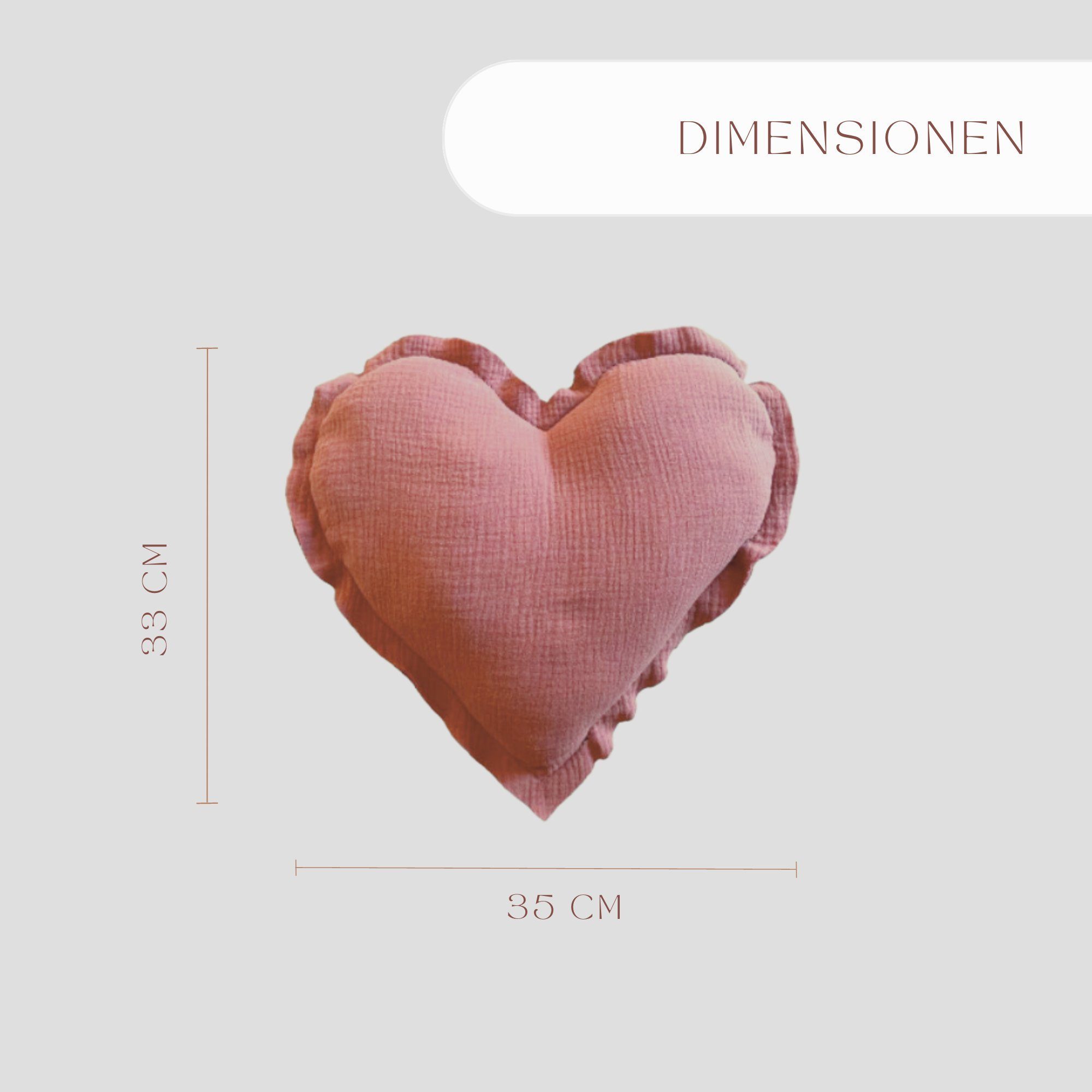 von Herzen Babykissen Musselinkissen Herz aus 100% Baumwolle, Dekokissen Kuschelkissen