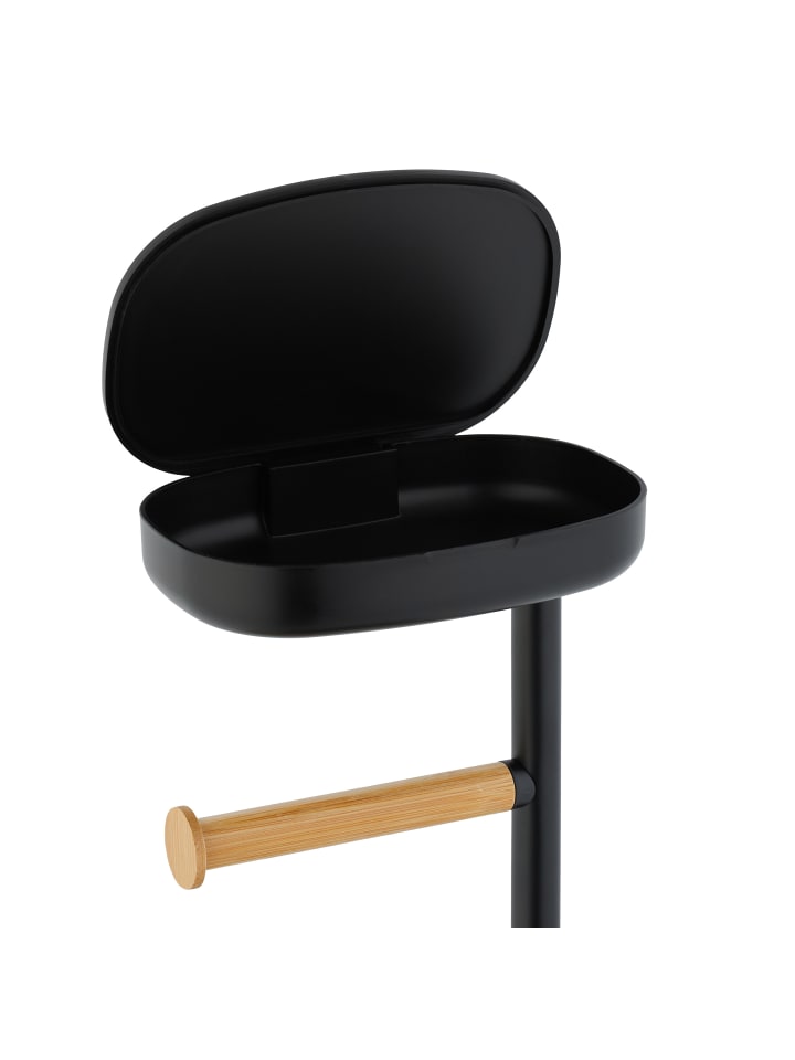 relaxdays WC Garnitur in Schwarz/ Natur - (B)30 x (H)66,5 x (T)20 cm günstig kaufen onesize
