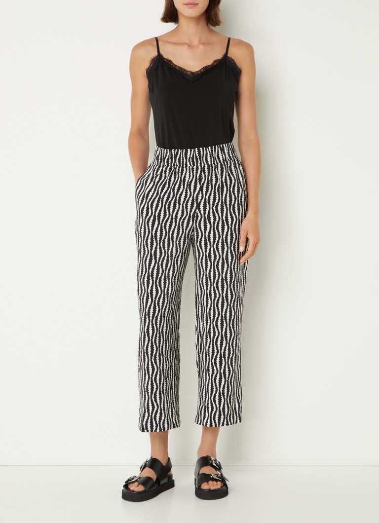 Whistles Optical high waist wide fit pants with print