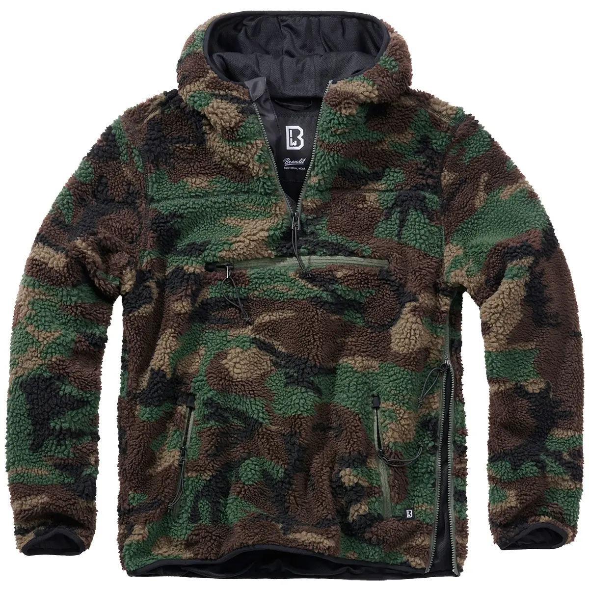 Teddyfleece Pullover mit Kapuze woodland