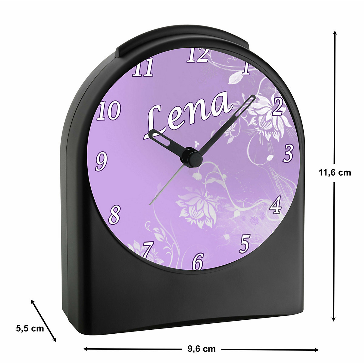 Kinder Funkwecker personalisiert mit Namen Blumen Atom-/Funkuhr, 12-Stunden-Anzeigeformat, Schlummerfunktion, Nachtlicht, Geräuschlos/Ohne Ticken