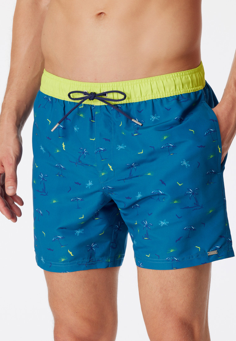 Badeshorts Webware Strand gemustert limette - Casual Swim