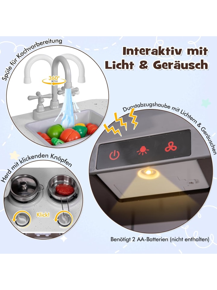COSTWAY Spielrküche ab 3 Jahren in Braun günstig kaufen onesize