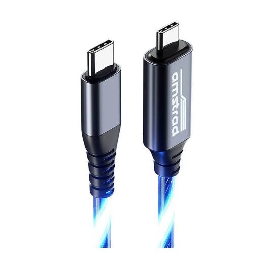 Cablu AMSTRAD USB-C/USB-C LED Albastru