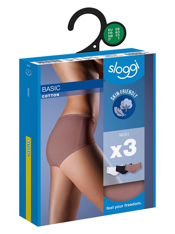 Sloggi 3er-Set: Pantys in Braun/ Schwarz/ Weiß günstig kaufen