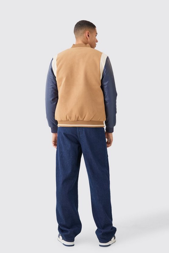 Melton & PU Jacke mit Aufnähern