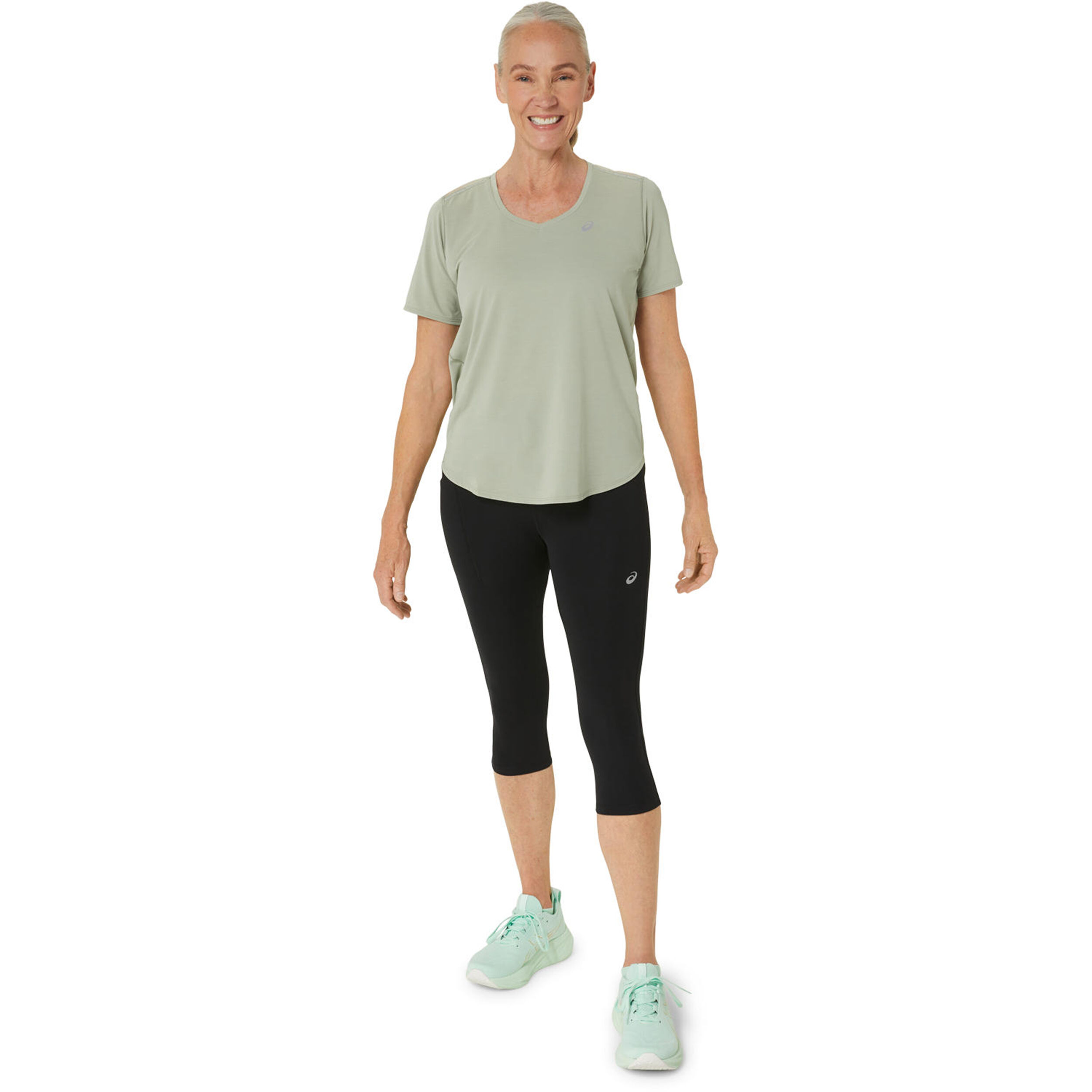 Road High Waist Capri Lauftight Damen - Schwarz