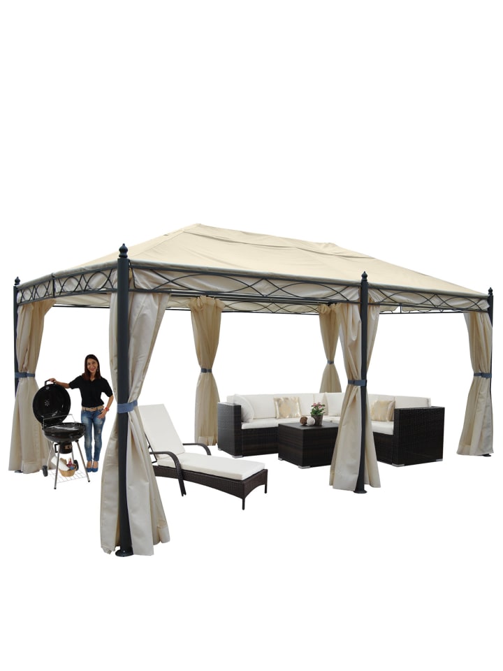 MCW Pergola Calpe mit Seitenwand und Moskitonetz, Creme mit Seitenwand   Moskitonetz günstig kaufen onesize