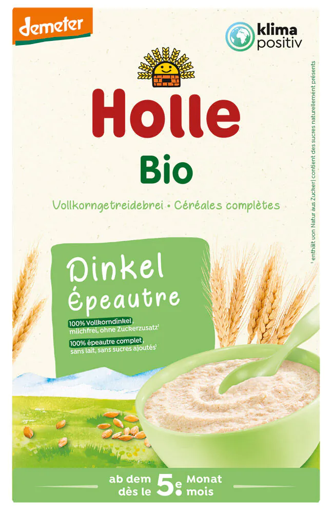 Holle Βιολογικός χυλός ολικής άλεσης με σπέλτα χωρίς γάλα για μωρά από 6 μηνών