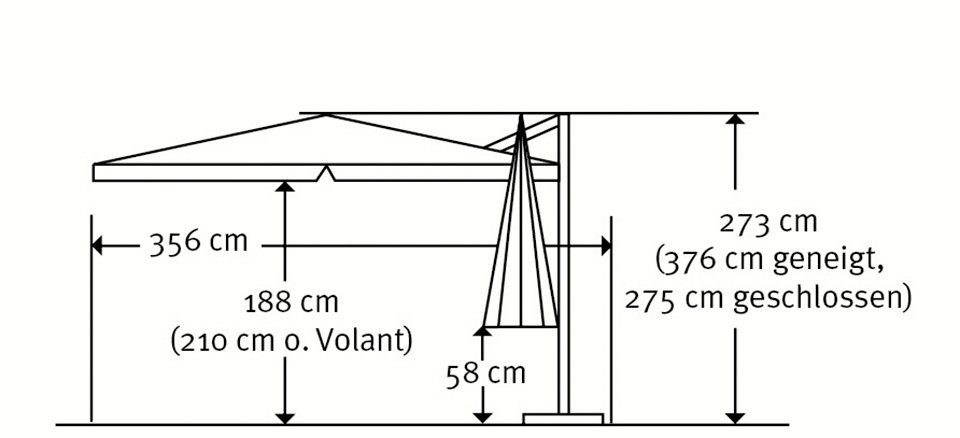 Schneider Schirme Ampelschirm Rhodos, LxB: 300x300 cm, mit Schutzhülle und Schirmständer, ohne Wegeplatten