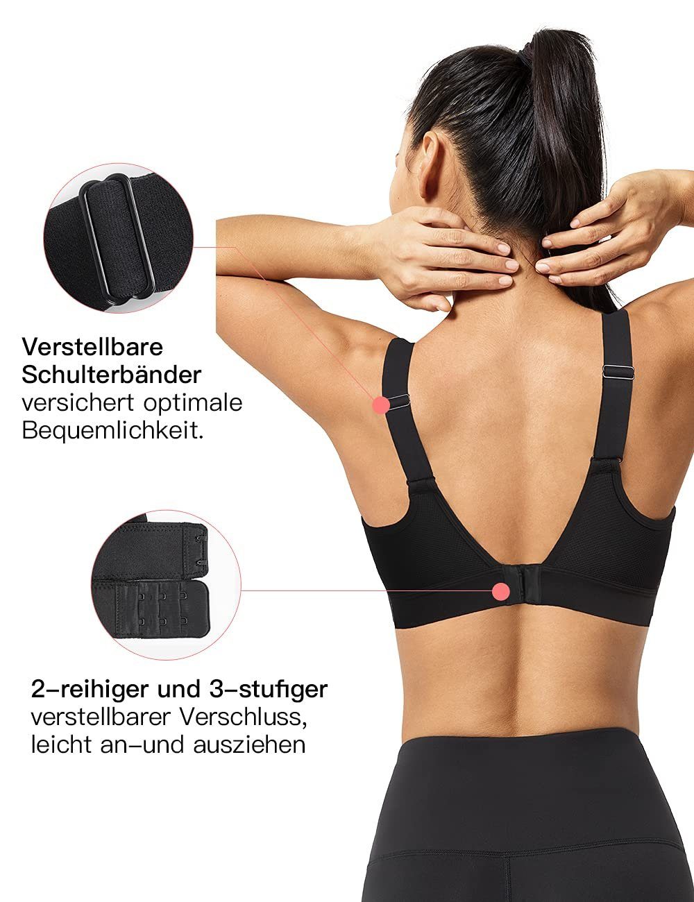 Yvette Sport-BH Verstellbare Träger, U Rücken, Starker halt, E100495A21