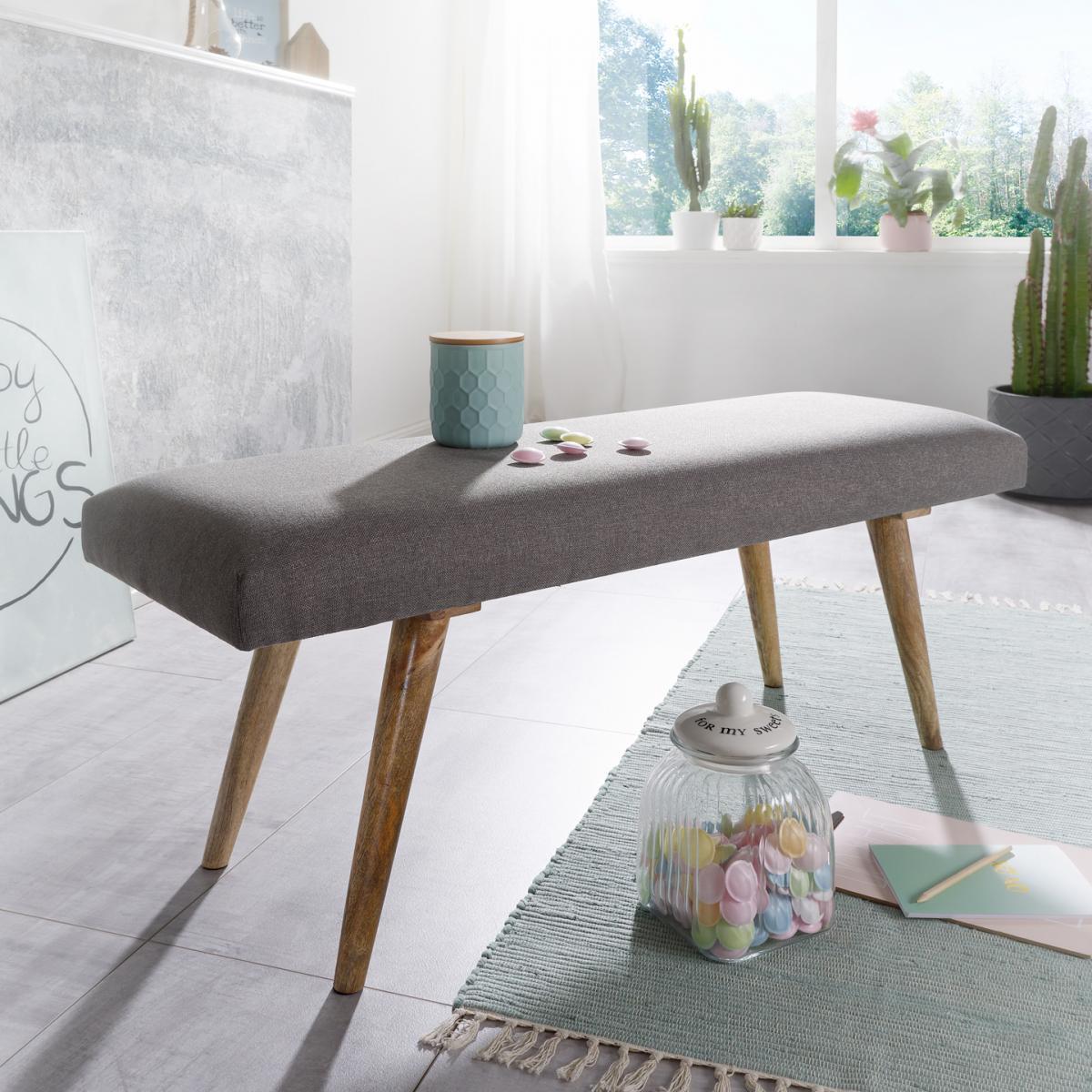Wohnling Sitzbank SALIM Grau 117x51x38 cm