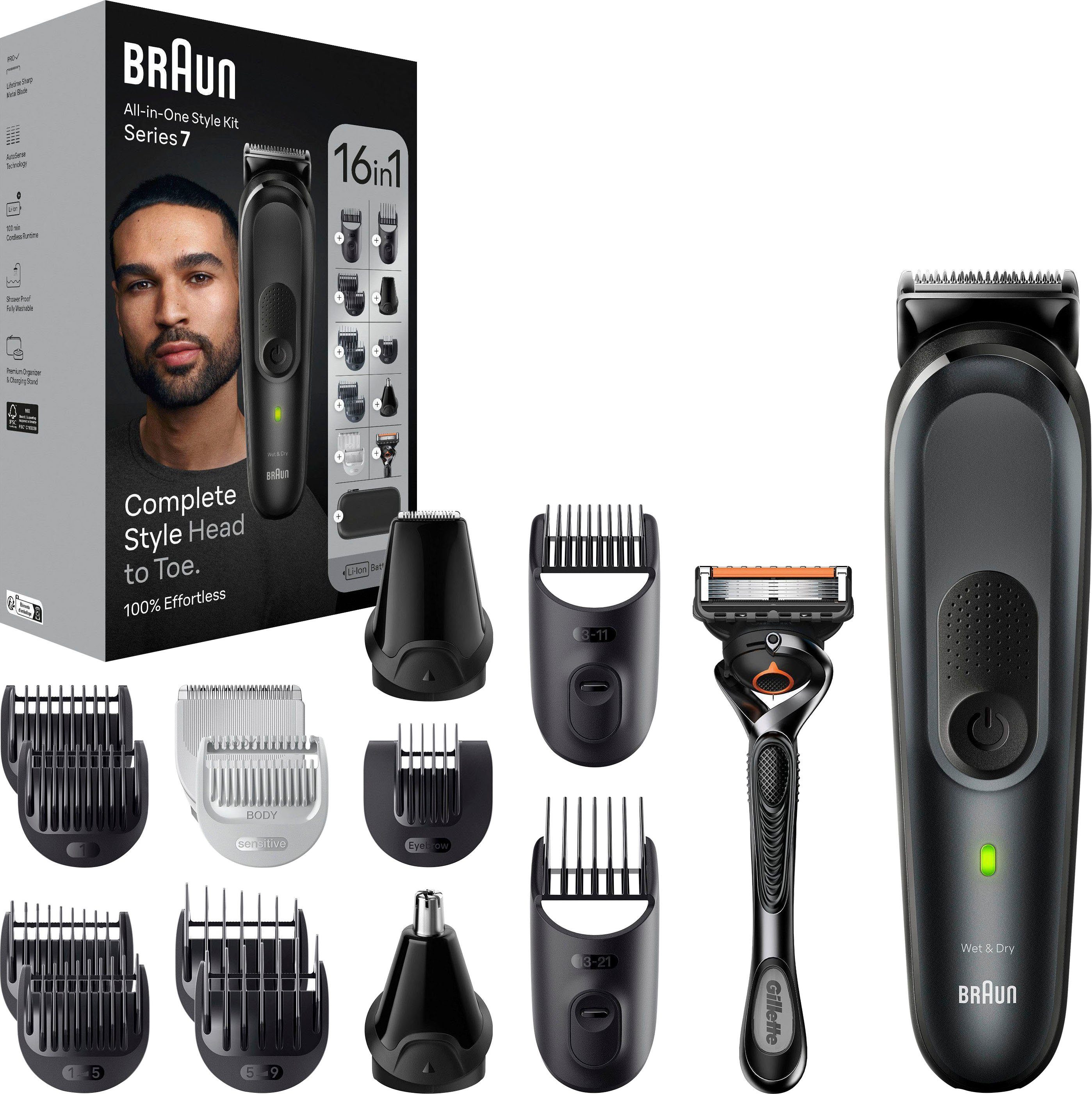 Braun Haarschneider All-In-One Styling Set MGK7470, Styling Set, Wasserdicht, 16-in-1 Barttrimmer