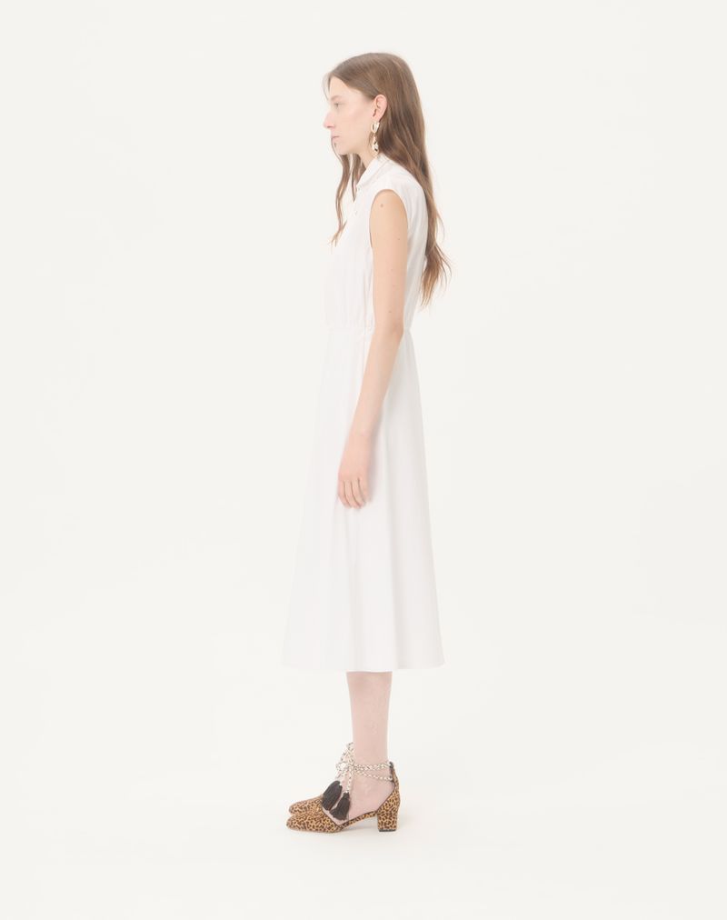 Broderet poplin midikjole