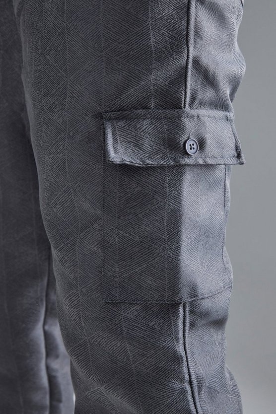 Strukturierte Cargo-Hose mit elastischem Bund und geteiltem Saum