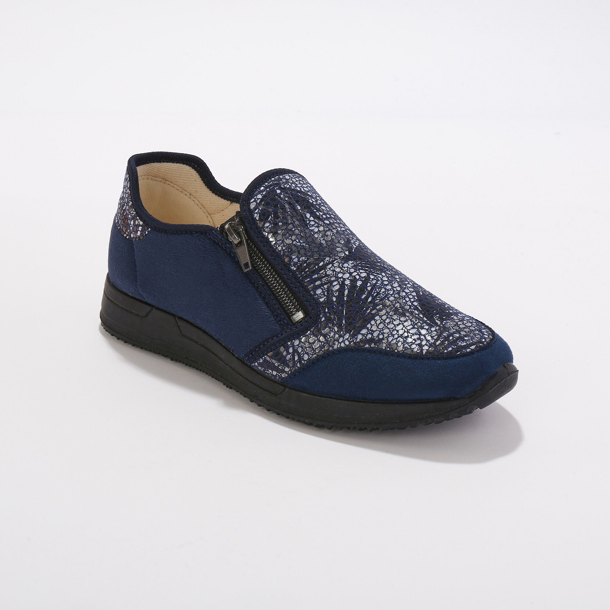 Baskets zippées spécial pieds sensibles en tissu extensible