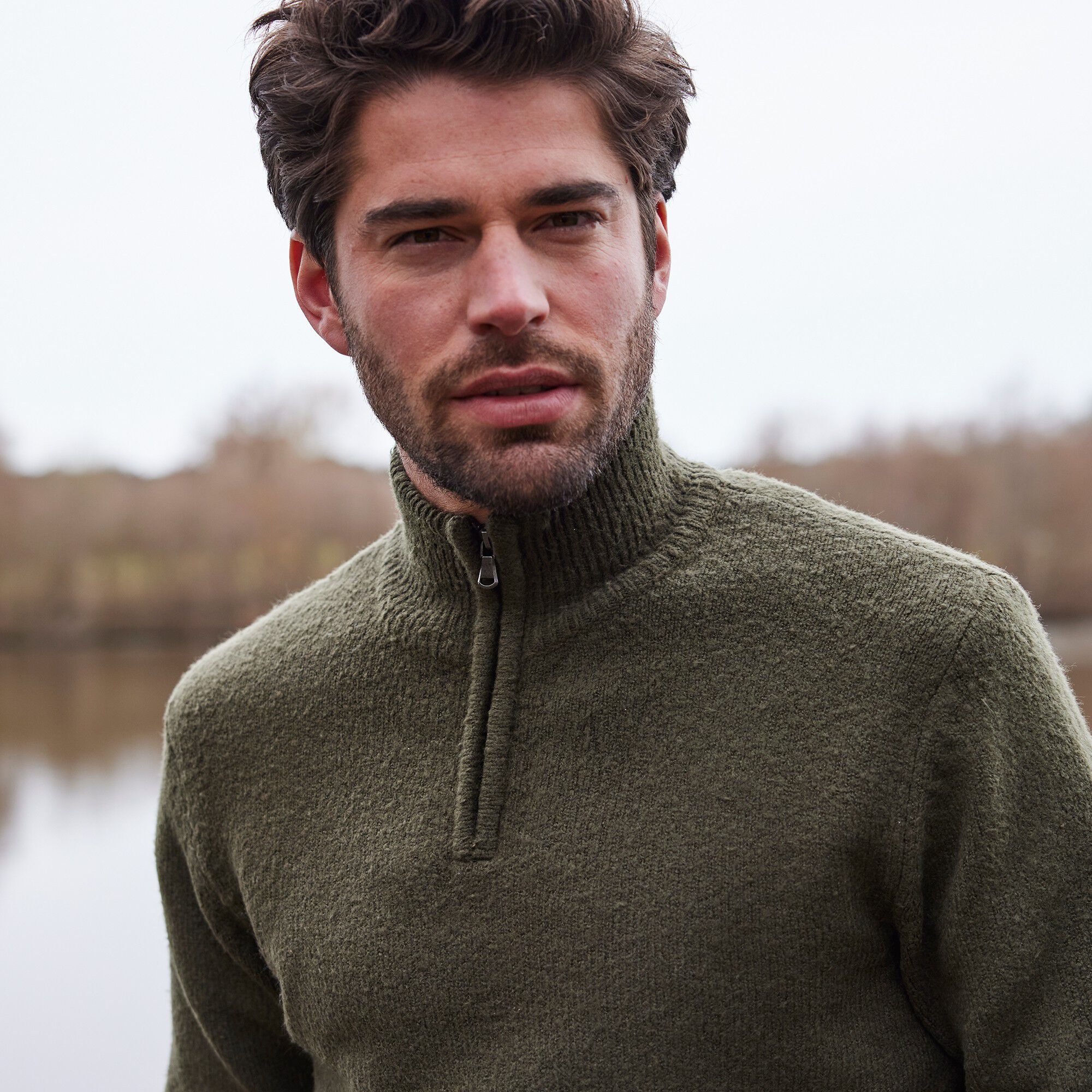 Pull col montant zippé en jersey avec polyester recyclé(1)