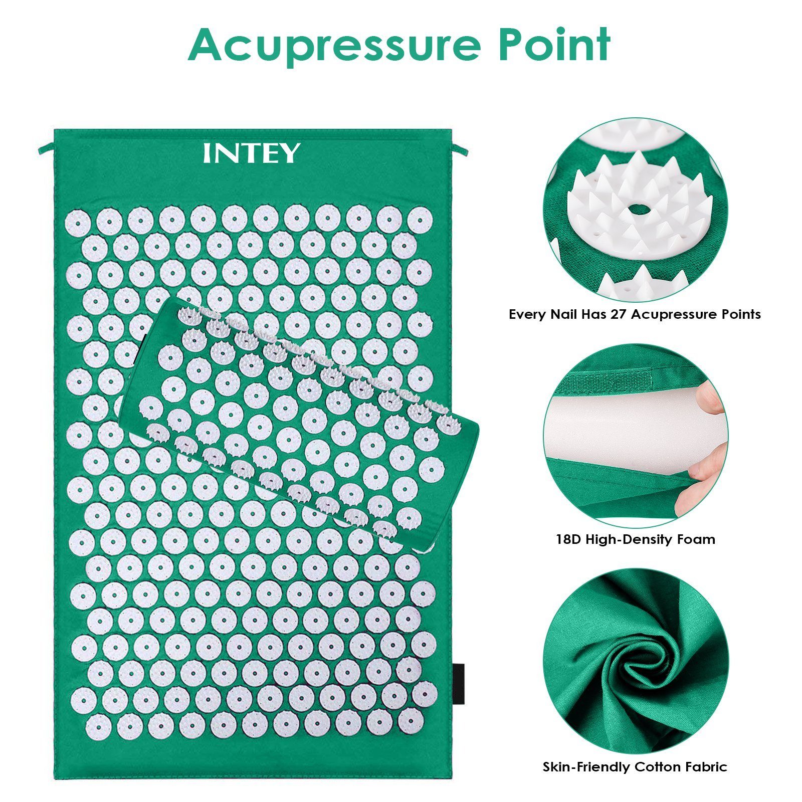 INTEY Yogamatte, Akupressur Set Akupressurmatte Akupressurkisse