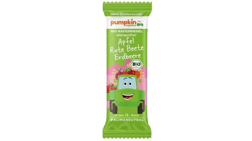 pumpkin organics Bio Haferriegel mit Apfel, Rote Beete & Erdbeere 20 g