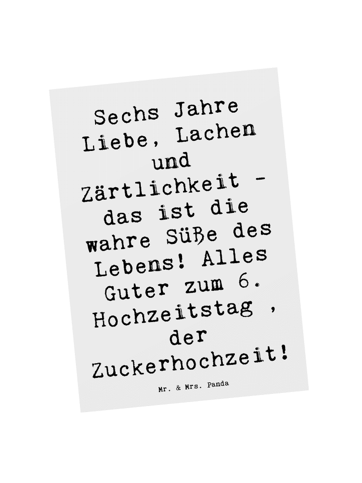 Mr. & Mrs. Panda Postkarte Spruch 6. Hochzeitstag Zuckerhochzeit... in Weiß günstig kaufen onesize