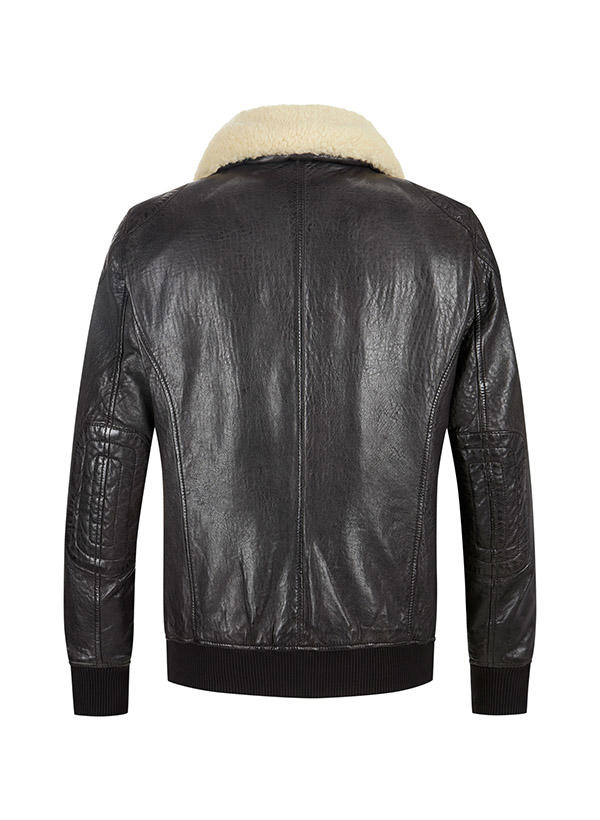 MILESTONE, Lederjacke MS-Ben, Lammnappa Lammfellkragen, anthrazit