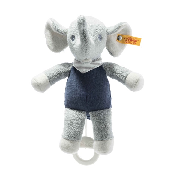 GOTS Eliot Elefant Spieluhr, 22 cm, hellgrau
