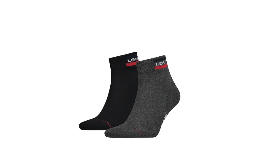 Levis Unisex Sportsocken Kurzsocken Mid Cut Logo 2er Pack mid grey / black