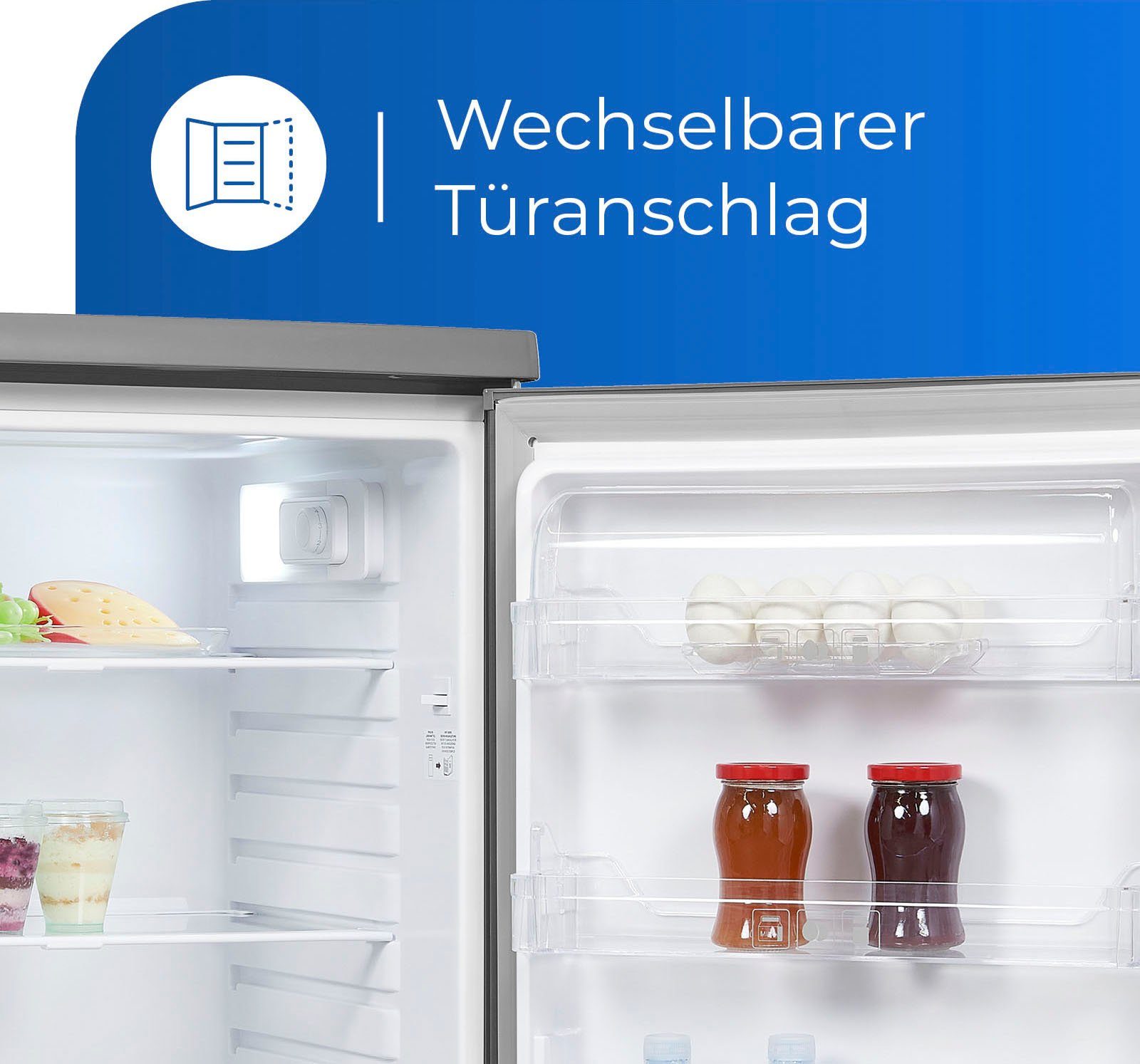 exquisit Kühlschrank KS16-V-H-040E inoxlook, 85,5 cm hoch, 55 cm breit