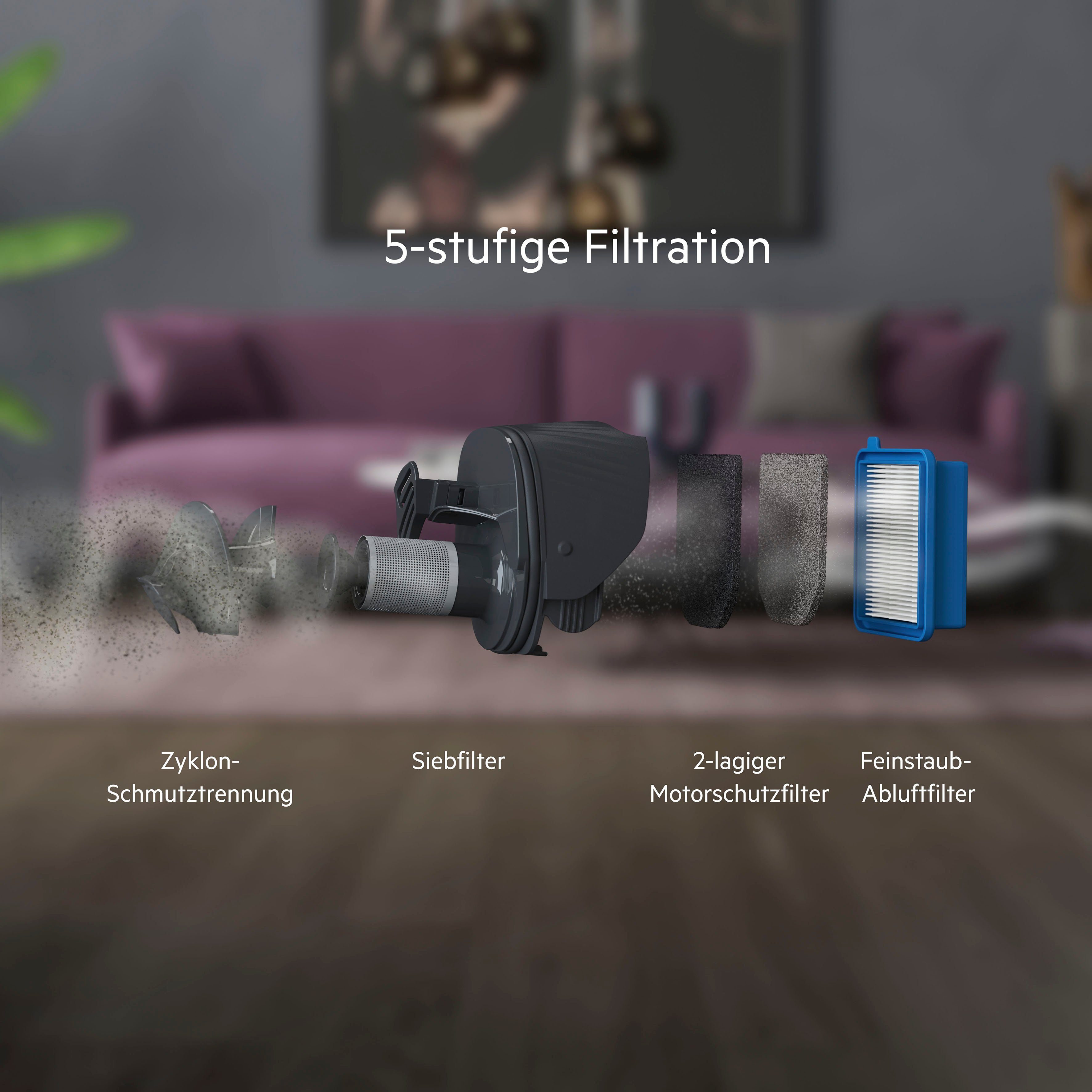 AEG Akku-Hand-und Stielstaubsauger ANIMAL 5000 AKKU-STAUBSAUGER (AS52AB21UG), beutellos, 2in1, leise 79 dB(A), 58 % Recyclingmaterial, bis zu 50 Min. Laufzeit