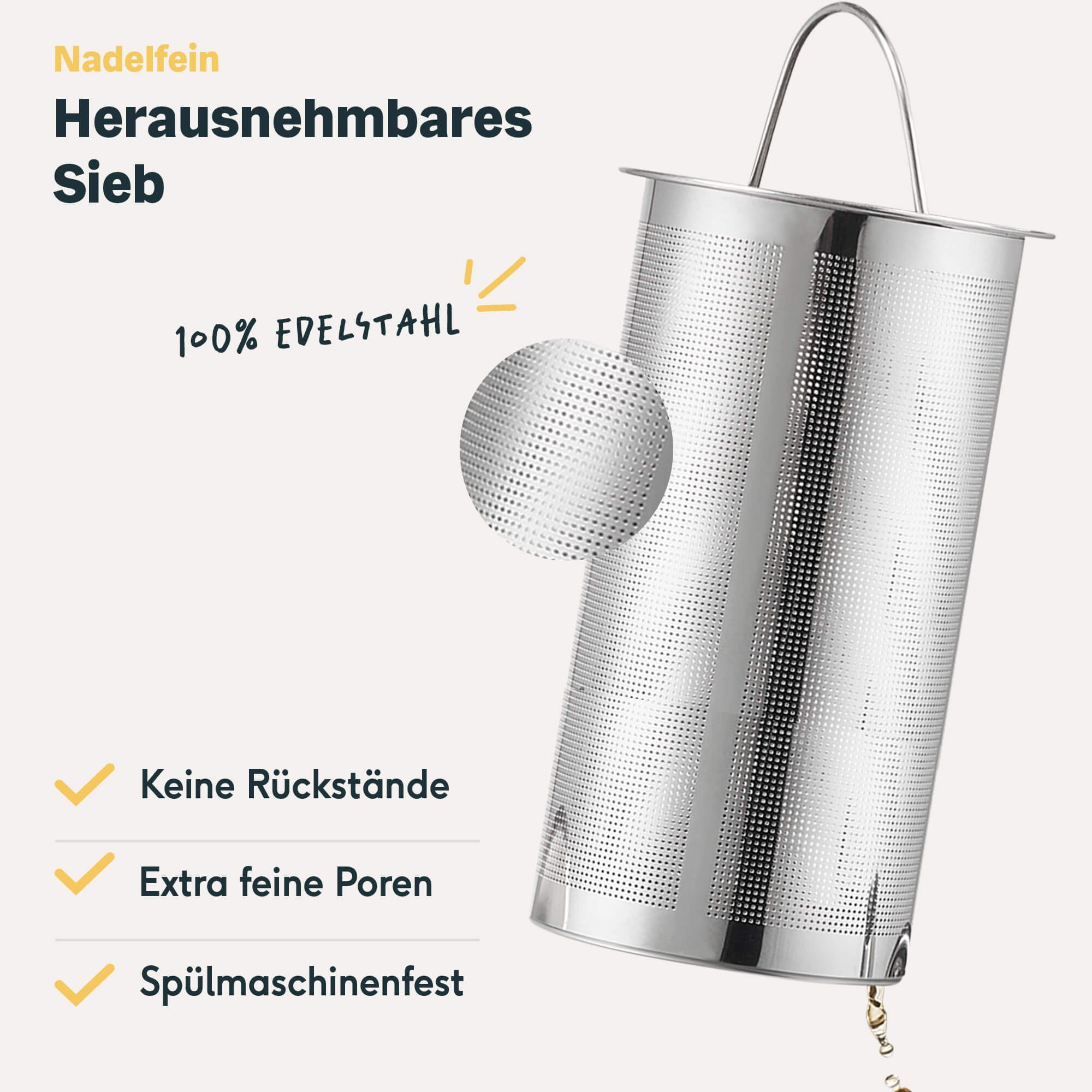 SILBERTHAL Teekanne Edelstahl mit Siebeinsatz in Schwarz und Silber, 1 l, Doppelwandig-isoliert