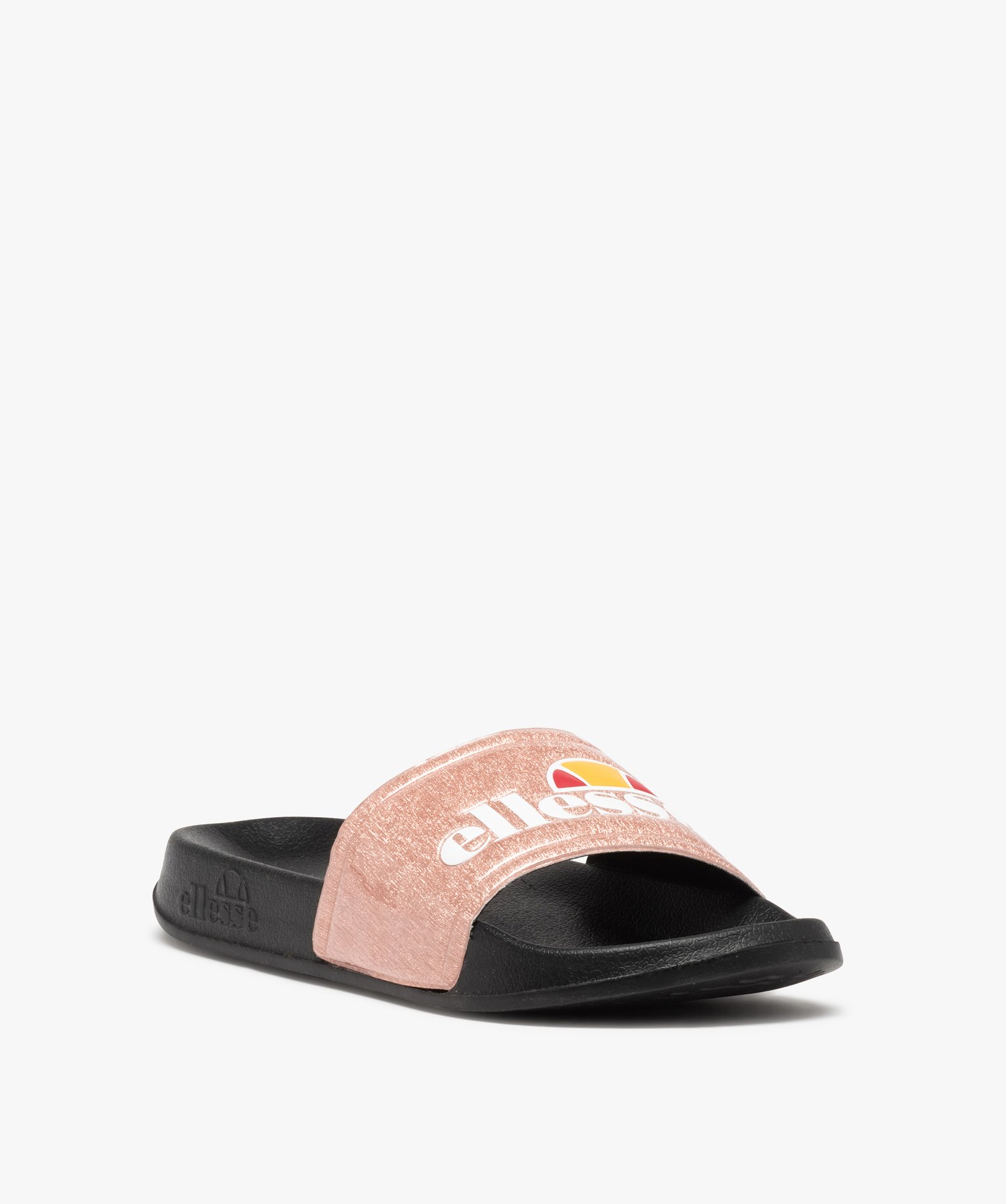 Mules de piscine femme avec dessus pailleté et logo- Ellesse rose | GEMO