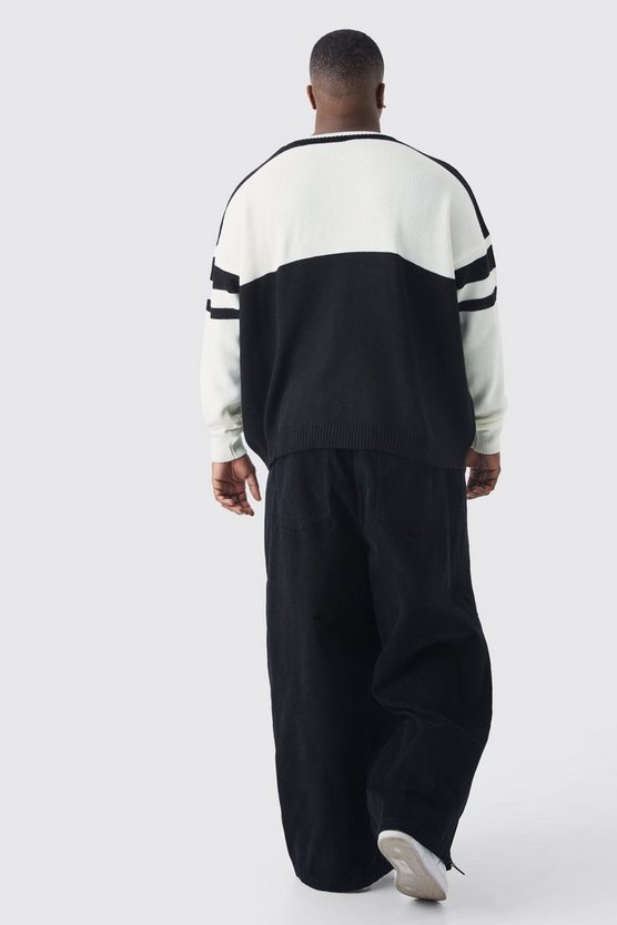 Plus kastiger Oversize Colorblock Pullover