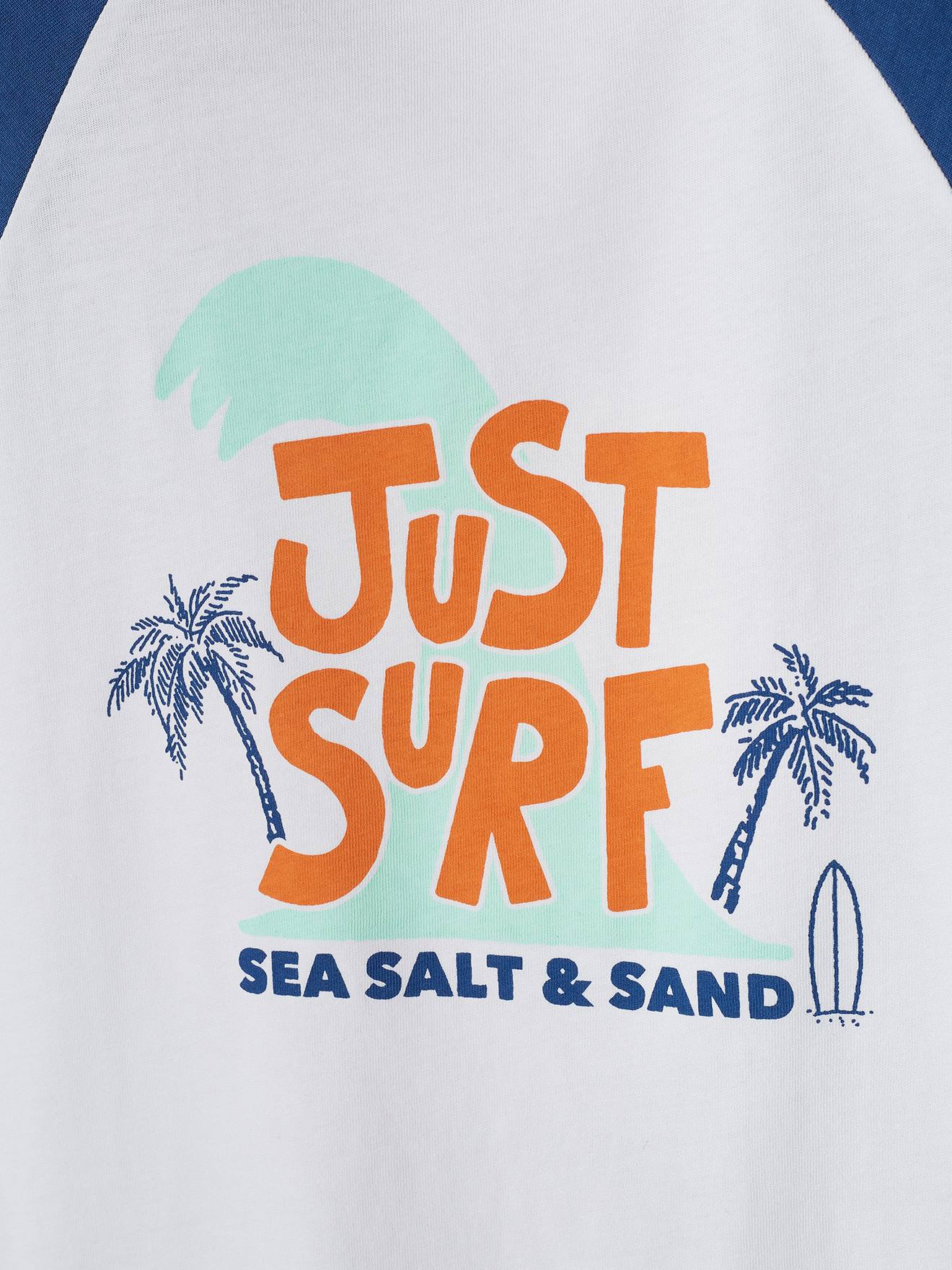 Vertbaudet Jungen T-Shirt mit Kontrastärmeln - salbeigrün