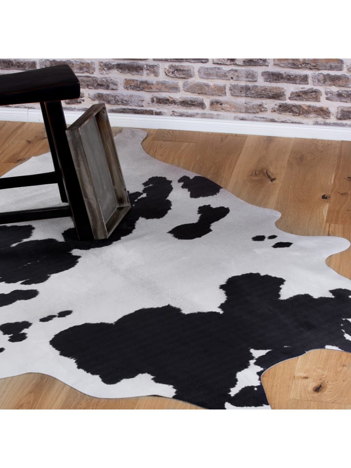 GMD Living Kunstfellteppich CANYON CITY Kuh in Schwarz-Weiß günstig kaufen 155 x 190 cm
