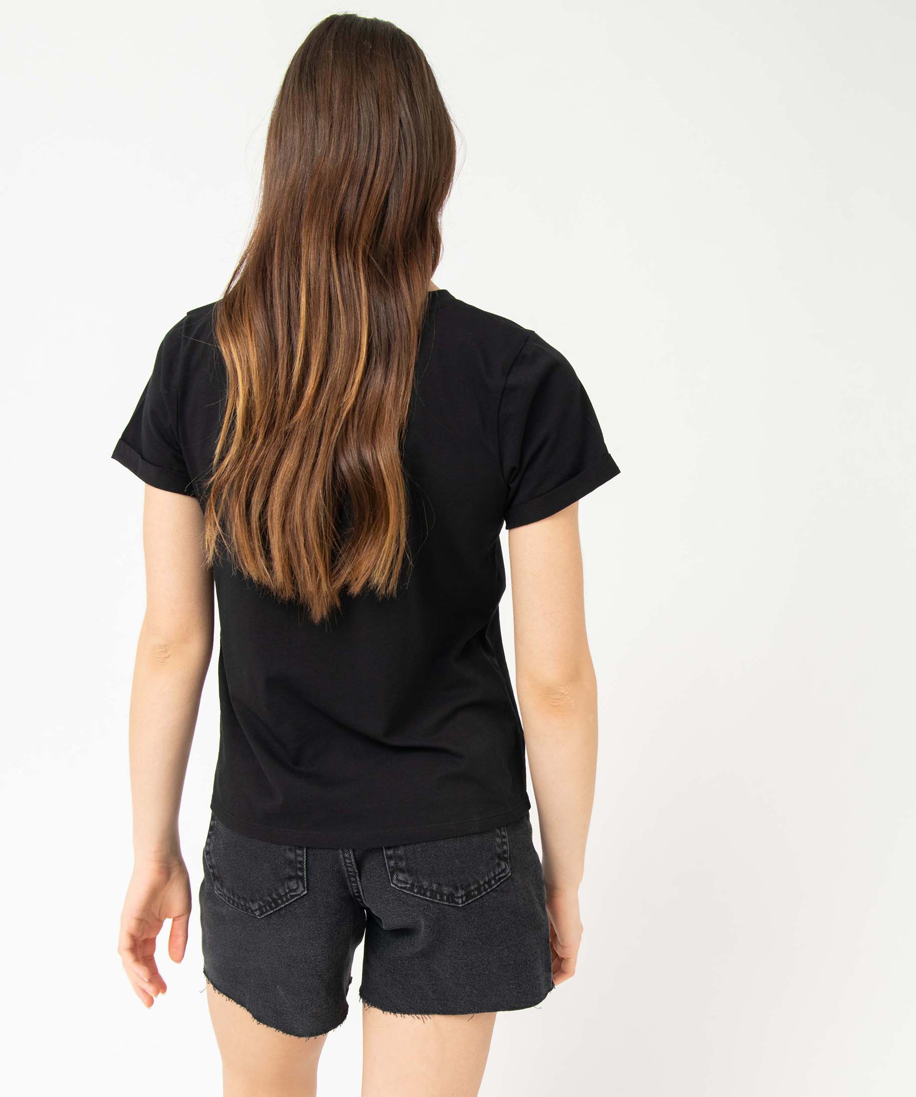 Tee-shirt femme à manches courtes avec message noir | GEMO