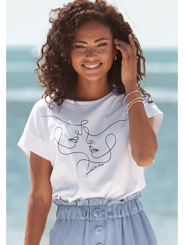 LASCANA Kurzarmshirt in weiß günstig kaufen
