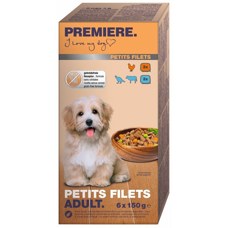 PREMIERE Hundenassfutter PREMIERE Schale Multipack Adult Petits Filets 6x150g