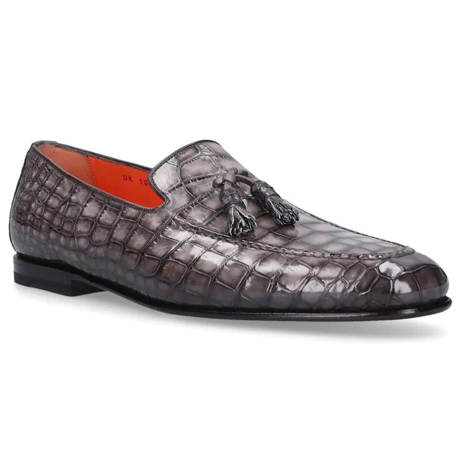 Santoni - Loafer 15608 Krokodilleder - grau