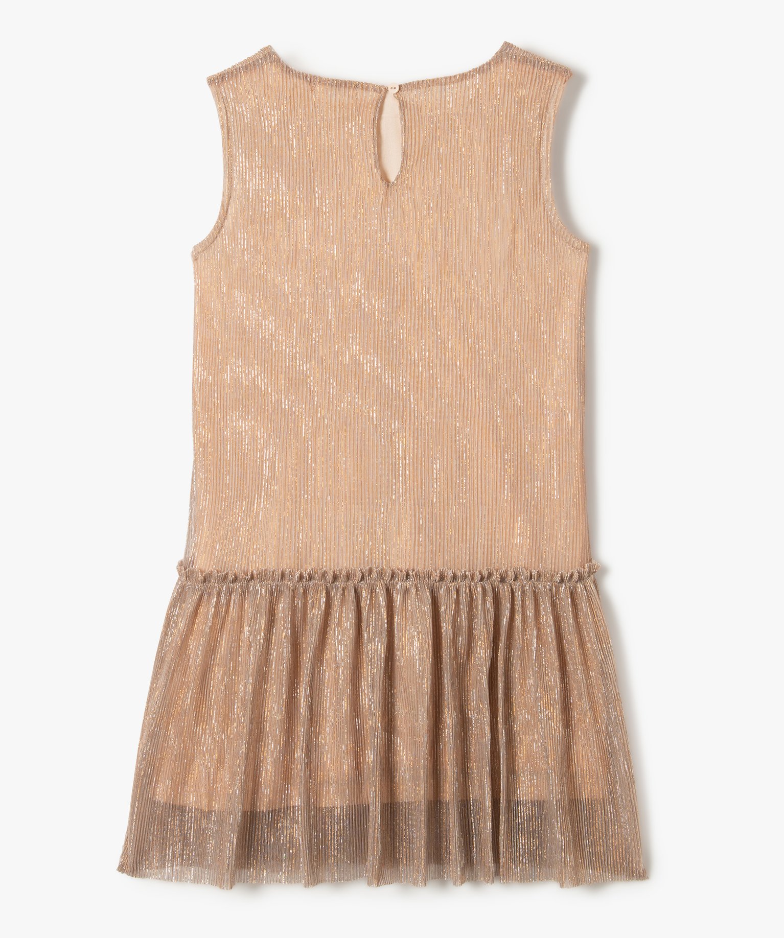 Robe fille scintillante avec volant dans le bas ecru | GEMO