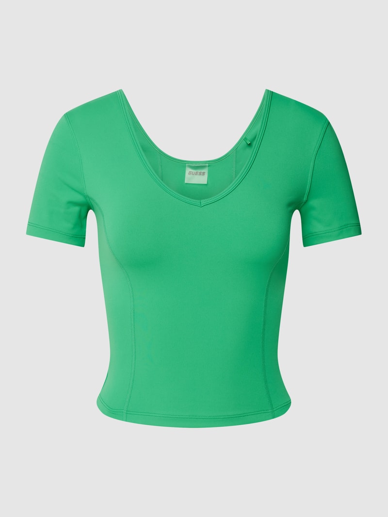 Cropped T-Shirt mit Steppnähten Modell 'BIRGIT ACTIVE CROP TOP' in grün