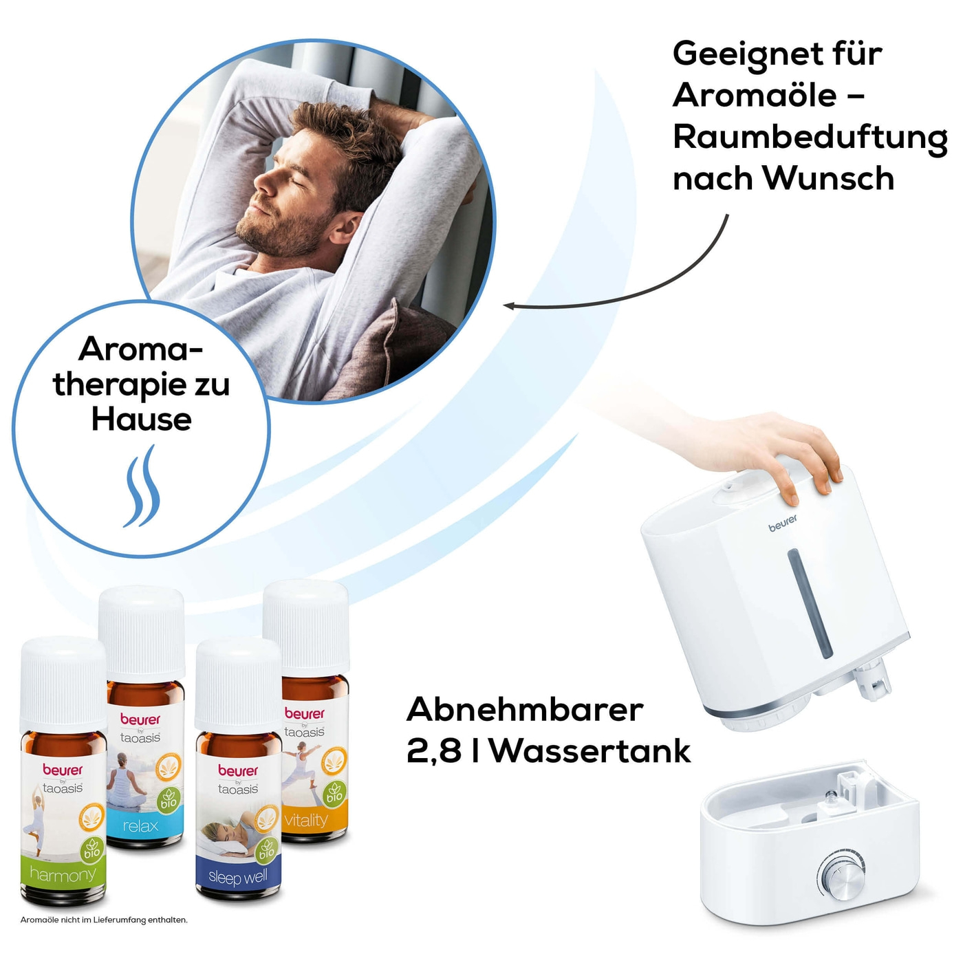 Beurer LB 45 Luftbefeuchter-Luftbefeuchter mit abnehmbarem 4 l Wassertank & verstellbaren Nebeldüsen bis 30 m²