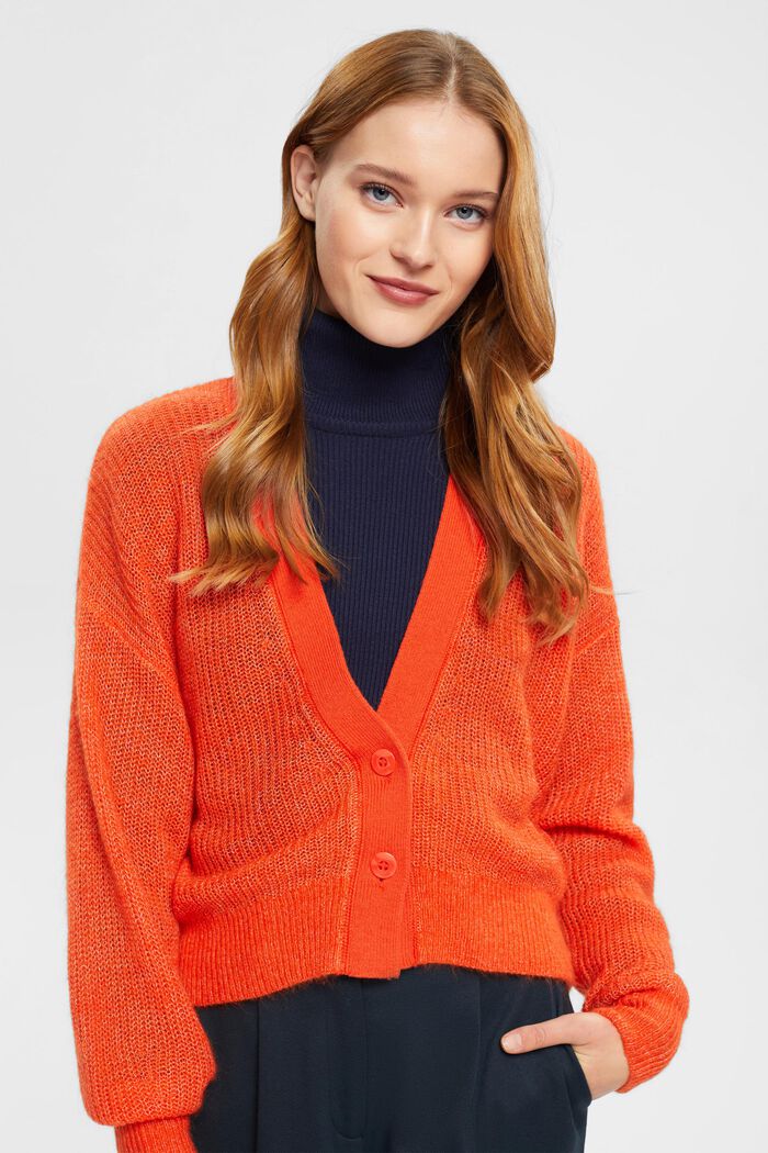 Cardigan mit V-Ausschnitt aus Mohair