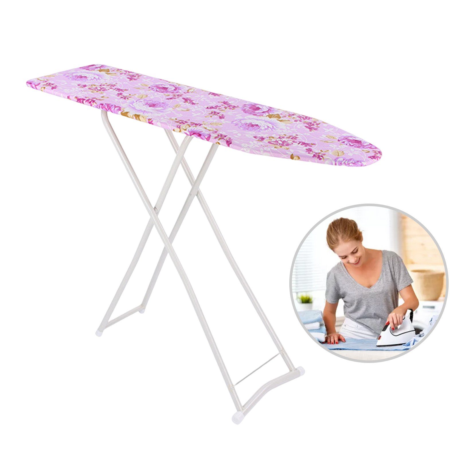 Rutaqian Bügelbrett Bügelbrett mit klappbaren Beinen, Einstellbar, Klappbares Bügelbrett, 92cm x 78cm x 30cm