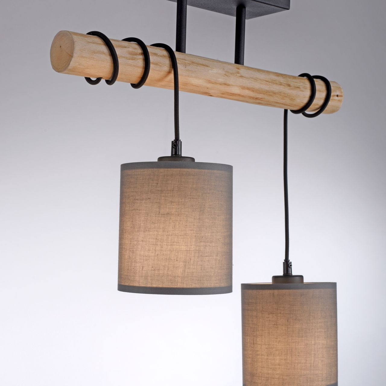 JUST LIGHT Deckenleuchte GREEN TRIBU, 2x E27/10,00Watt max., Eukalyptusholz, Taupe