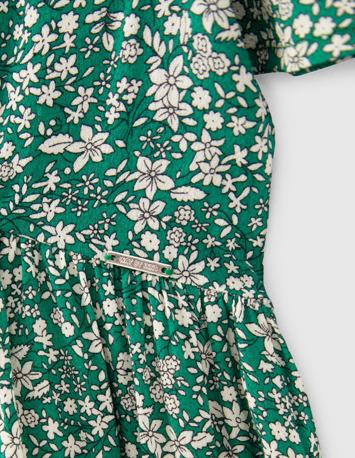 Robe longue verte LENZING™ ECOVERO™ micro fleurs fille