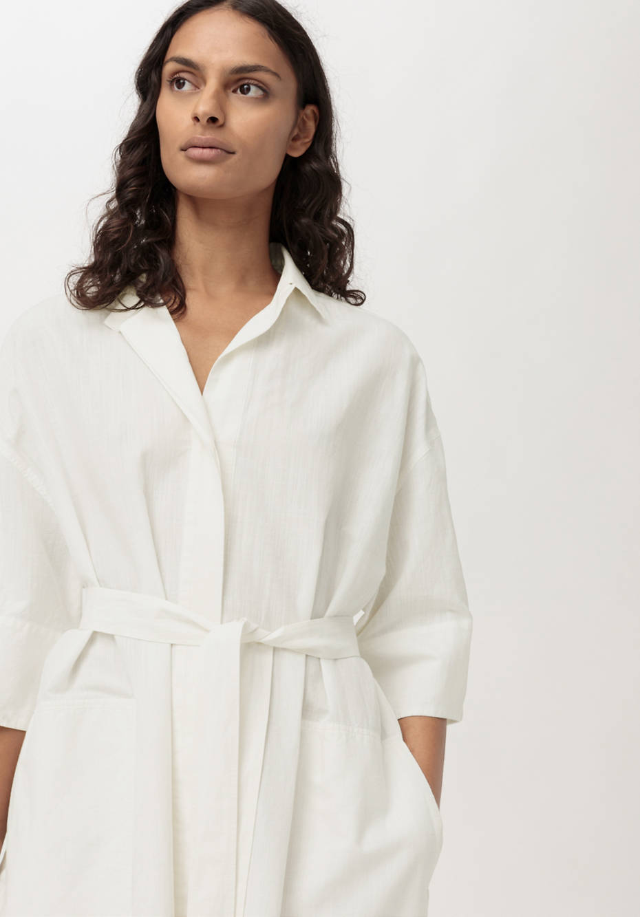 Hemdblusen-Kleid aus Bio-Baumwolle mit Leinen