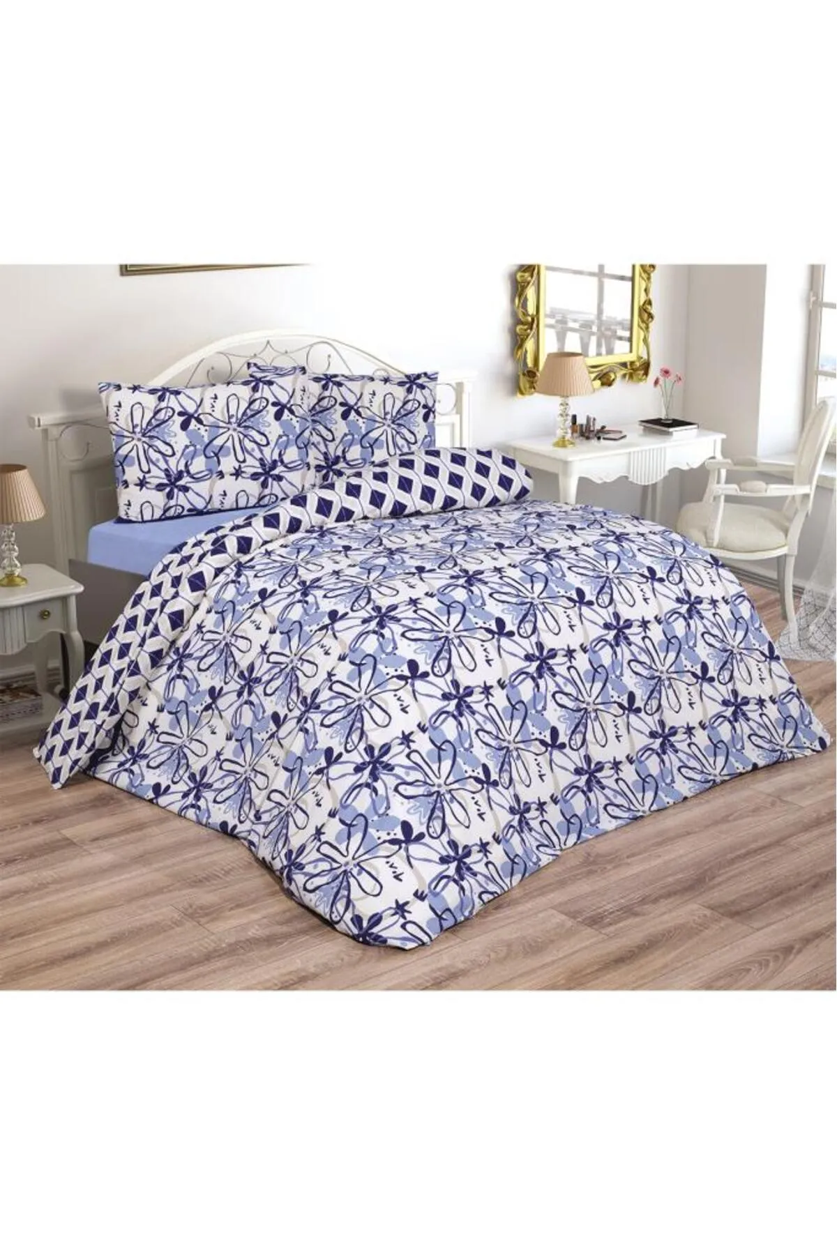 Çeyiz Diyarı  Erika Bettwäsche-Set für Doppelbett, Blau